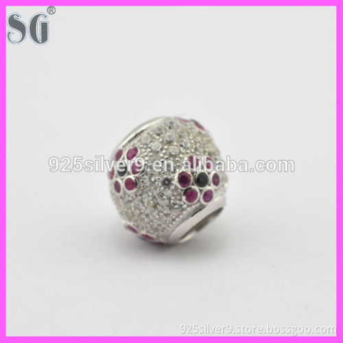 nickle & lead free 925 original wholesale sterling charms with colourful stone inlayed